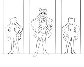 Funny Sailor Moon black and white vector