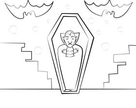 Cute Dracula black and white vector