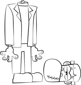 Cute Frankenstein black and white clipart