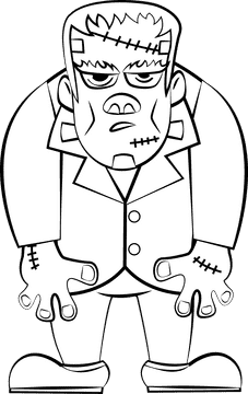Funny Frankenstein black and white clipart