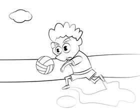 Funny Volleyball Player black and white vector