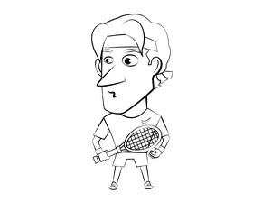 Tennis Player black and white clipart