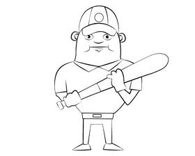 Softball player black and white clipart