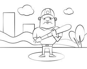Softball player black and white vector