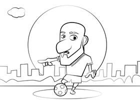 Funny Football Player black and white vector
