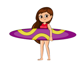 Cute Surfing girl clipart
