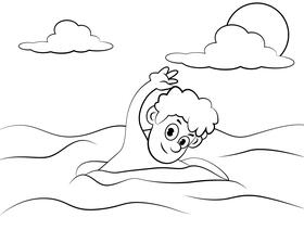 Swimming black and white vector