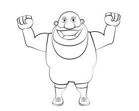 Funny Wrestler black and white clipart