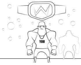 Wrestler black and white vector