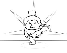 Funny Sumo black and white vector