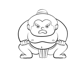 Sumo black and white clipart