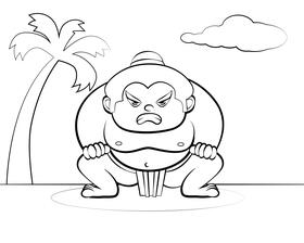 Sumo black and white vector