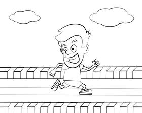 Track and Field Cartoon black and white vector