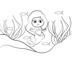 Cute Ariel black and white vector