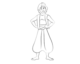 Aladdin black and white clipart