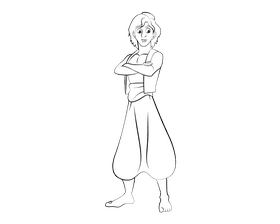 Aladdin black and white clipart