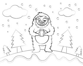 Cute Bigfoot black and white vector