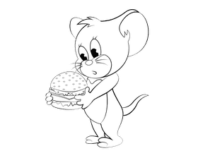 Funny Jerry black and white clipart
