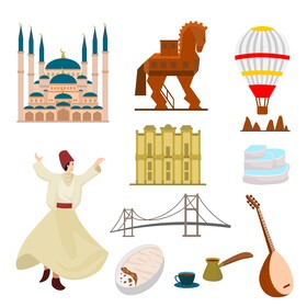 Turkey traditional symbols vector