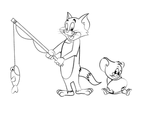 Tom and Jerry black and white clipart