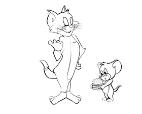 Funny Tom and Jerry black and white clipart