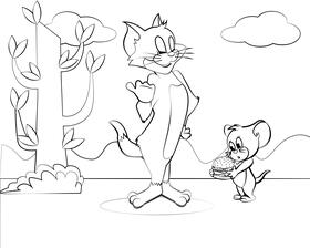 Funny Tom and Jerry black and white vector