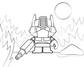 Cute Optimus Prime Transformers black and white vector