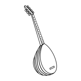 Baglama saz black and white clipart