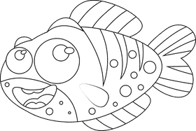 Cute Fish black and white clipart