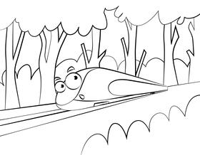 Funny Bullet Train black and white vector