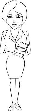 Cute Teacher black and white clipart