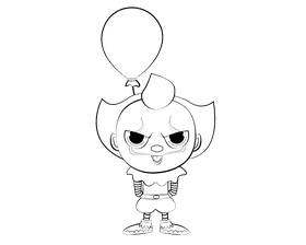 Cute Pennywise black and white clipart