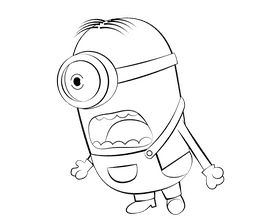 Cute Minions black and white clipart