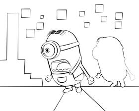 Cute Minions black and white vector