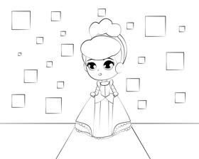 Cinderella black and white vector