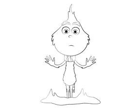 Cute Grinch black and white clipart