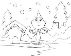 Cute Grinch black and white vector