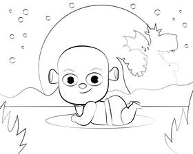 Cute Shrek black and white vector