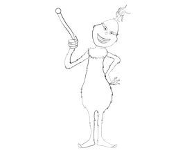 Grinch black and white clipart