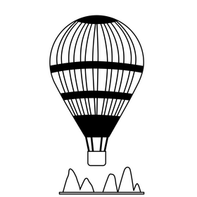 Cappadocia hot air balloon black and white clipart