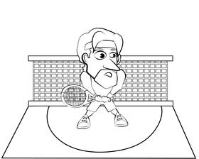 Funny Tennis Player black and white vector