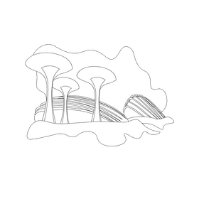 Gardens by the bay black and white clipart