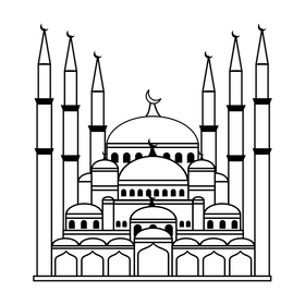 Blue mosque black and white clipart