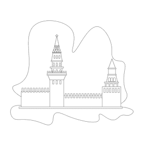 The kremlin black and white clipart