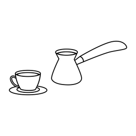 Traditional turkish coffee black and white clipart