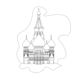 Saint basil cathedral black and white clipart