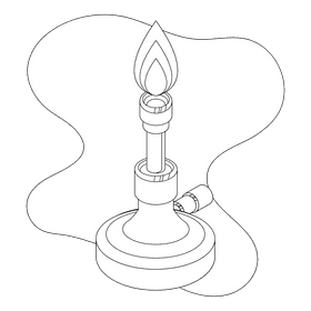 Bunsen burner black and white clipart