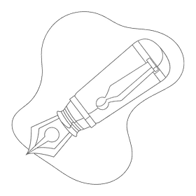 Fountain pen black and white clipart
