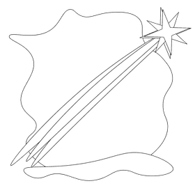 Shooting star black and white clipart