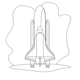 Space shuttle black and white clipart